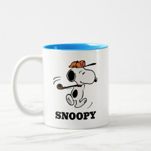 pinda's   Snoopy Golf Swing Tweekleurige Koffiemok
