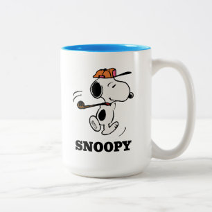 pinda's   Snoopy Golf Swing Tweekleurige Koffiemok