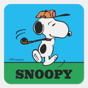 pinda's Snoopy Golf Swing Vierkante Sticker