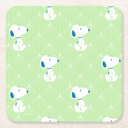 pinda's | Snoopy Green Deco Dreams Patroon Kartonnen Onderzetters (Voorkant)