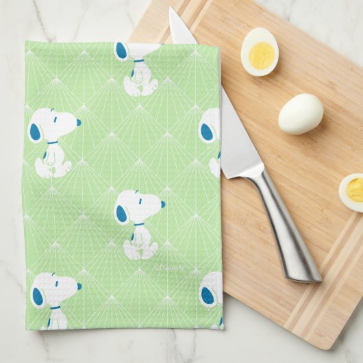 pinda's | Snoopy Green Deco Dreams Patroon Theedoek (Quarter Fold)