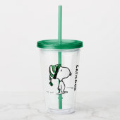 pinda's | Snoopy Green Snow Pet Acryl Drinkbeker (Voorkant)