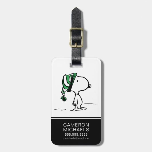 pinda's | Snoopy Green Snow Pet Bagagelabel (Voorkant verticaal)