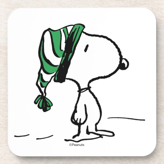pinda's | Snoopy Green Snow Pet Bier Onderzetter (Voorkant)