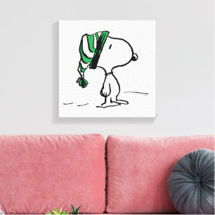 pinda's   Snoopy Green Snow Pet Canvas Afdruk