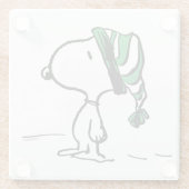 pinda's | Snoopy Green Snow Pet Glazen Onderzetter (Achterkant)