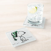 pinda's | Snoopy Green Snow Pet Glazen Onderzetter (Schuin)