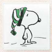 pinda's | Snoopy Green Snow Pet Glazen Onderzetter (Voorkant)