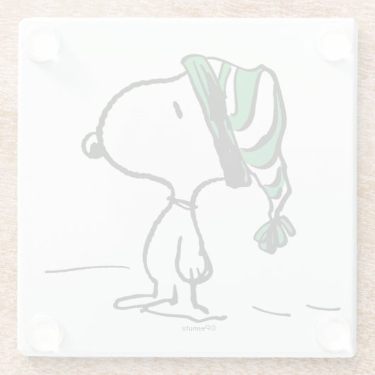 pinda's | Snoopy Green Snow Pet Glazen Onderzetter (Achterkant)
