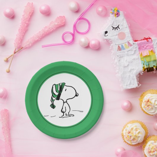 pinda's | Snoopy Green Snow Pet Papieren Bordje (Feest)