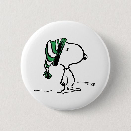 pinda's | Snoopy Green Snow Pet Ronde Button 5,7 Cm (Voorkant)