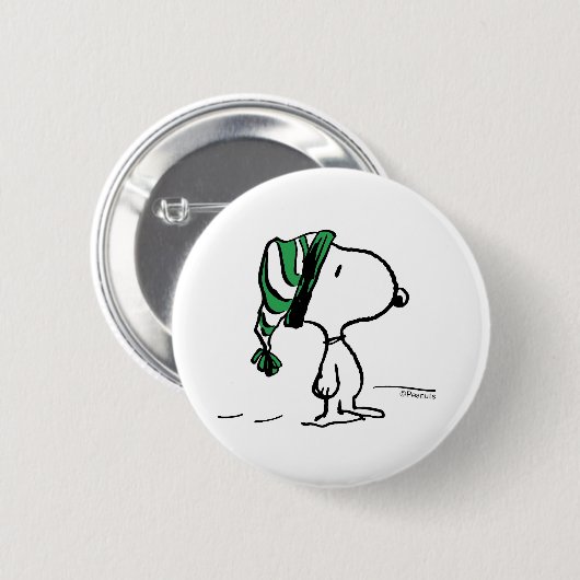 pinda's | Snoopy Green Snow Pet Ronde Button 5,7 Cm (Voorkant /achterkant)