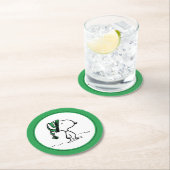 pinda's | Snoopy Green Snow Pet Ronde Kartonnen Onderzetter (Insitu)