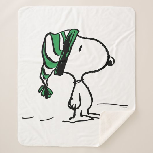 pinda's | Snoopy Green Snow Pet Sherpa Deken (Voorkant)