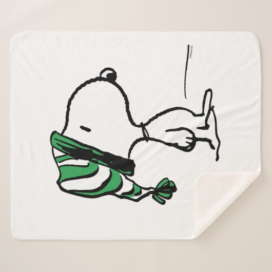 pinda's | Snoopy Green Snow Pet Sherpa Deken (Voorkant (horizontaal))