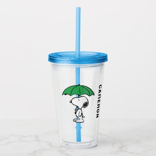 pinda's | Snoopy Green Umbrella Acryl Drinkbeker (Voorkant)
