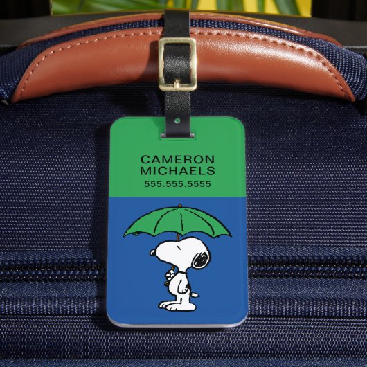 pinda's | Snoopy Green Umbrella Bagagelabel (Voorkant Insitu 2)