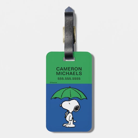 pinda's | Snoopy Green Umbrella Bagagelabel (Achterkant verticaal)