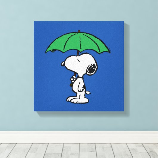pinda's | Snoopy Green Umbrella Canvas Afdruk (Insitu (Houten vloer))