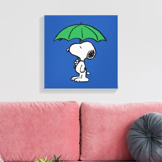 pinda's | Snoopy Green Umbrella Canvas Afdruk (Insitu (Woonkamer))