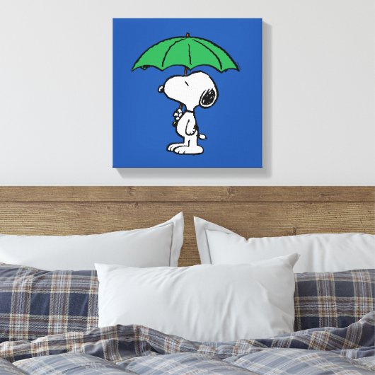 pinda's | Snoopy Green Umbrella Canvas Afdruk (Insitu (Slaapkamer))