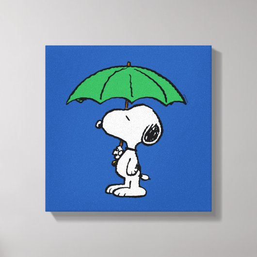 pinda's | Snoopy Green Umbrella Canvas Afdruk (Voorkant)