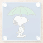 pinda's | Snoopy Green Umbrella Glazen Onderzetter (Achterkant)