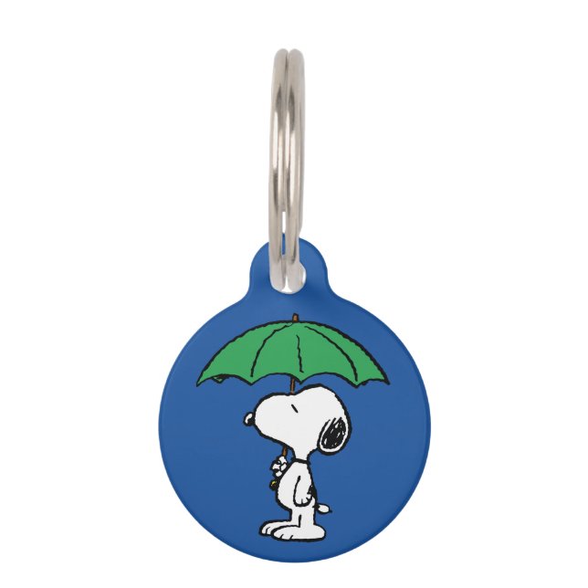 pinda's | Snoopy Green Umbrella Huisdierpenning (Voorkant)