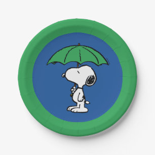 pinda's   Snoopy Green Umbrella Papieren Bordje