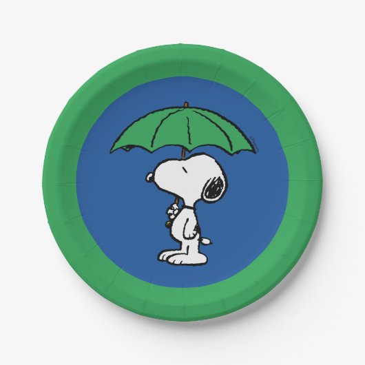 pinda's | Snoopy Green Umbrella Papieren Bordje (Voorkant)