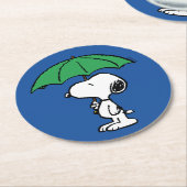 pinda's | Snoopy Green Umbrella Ronde Kartonnen Onderzetter (Gebogen)