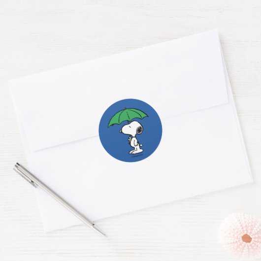 pinda's | Snoopy Green Umbrella Ronde Sticker (Envelop)