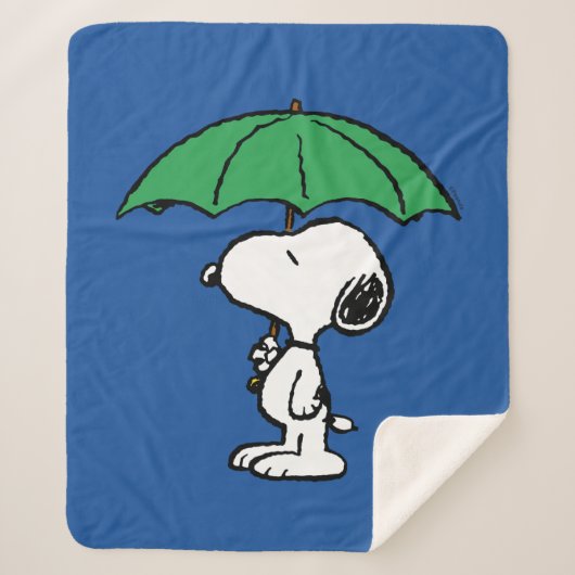 pinda's | Snoopy Green Umbrella Sherpa Deken (Voorkant)