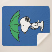 pinda's | Snoopy Green Umbrella Sherpa Deken (Voorkant (horizontaal))