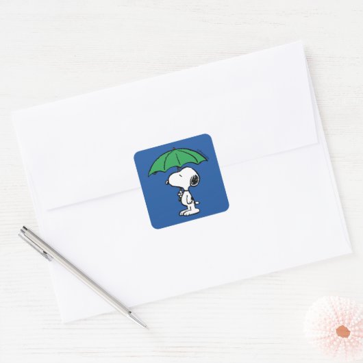 pinda's | Snoopy Green Umbrella Vierkante Sticker (Envelop)