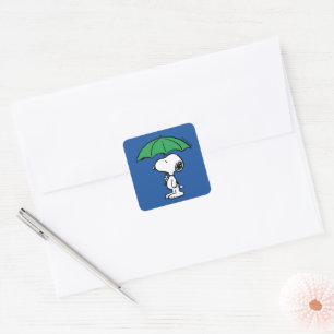 pinda's   Snoopy Green Umbrella Vierkante Sticker