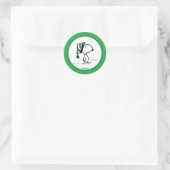 Pinda's | Snoopy Groene Sneeuw Mutse Ronde Sticker (Tas)
