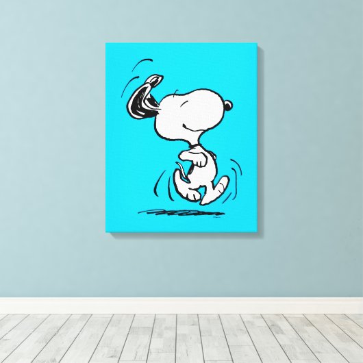 pinda's | Snoopy Happy Dance Canvas Afdruk (Insitu (Houten vloer))