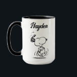 pinda's | Snoopy Happy Dance | Jouw namen toevoege Mok<br><div class="desc">Begin je dag met plezier met deze gepersonaliseerde mok met Snoopy die zijn iconische vrolijke dans doet. Voeg jouw naam toe voor een aangepaste touch,  waardoor het een ideaal cadeau is voor Peanuts-fans of een heerlijke aanvulling op je eigen collectie.</div>