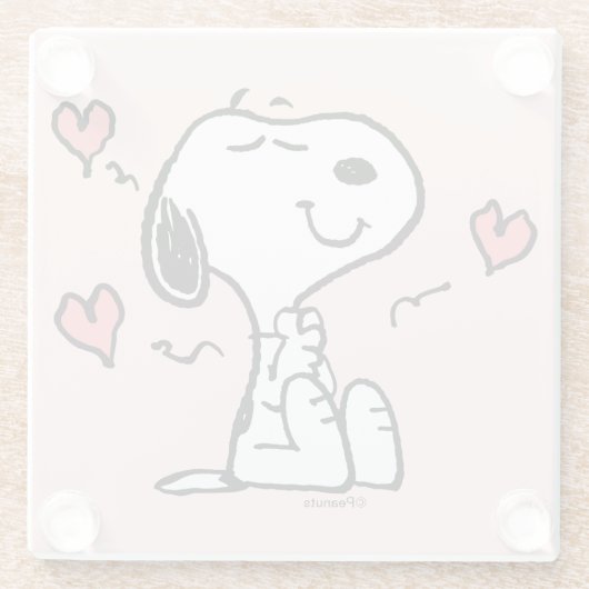 pinda's | Snoopy Hearts Glazen Onderzetter (Achterkant)