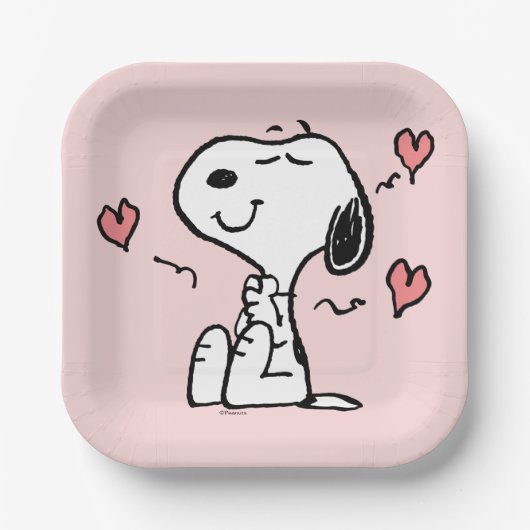 pinda's | Snoopy Hearts Papieren Bordje (Voorkant)