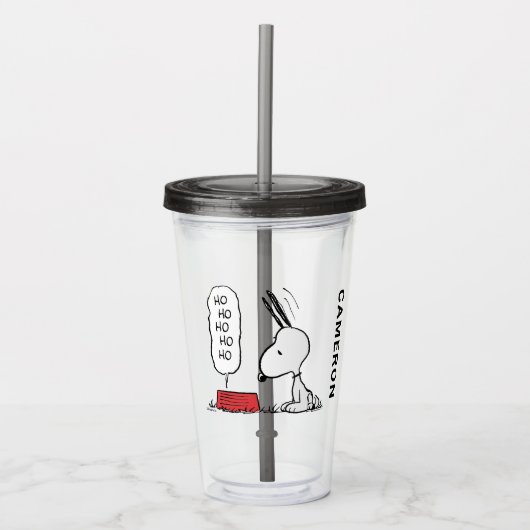 pinda's | Snoopy Ho Ho Eetgerecht Acryl Drinkbeker (Voorkant)