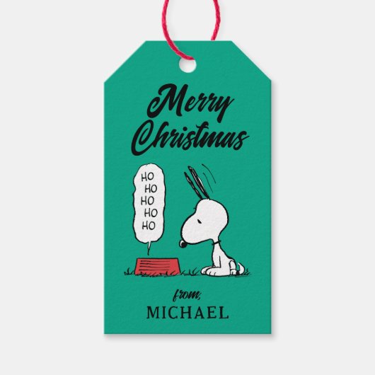 pinda's | Snoopy Ho Ho Eetgerecht Cadeaulabel (Voorkant)