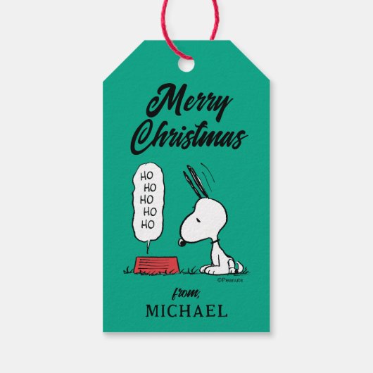pinda's | Snoopy Ho Ho Eetgerecht Cadeaulabel (Achterkant)