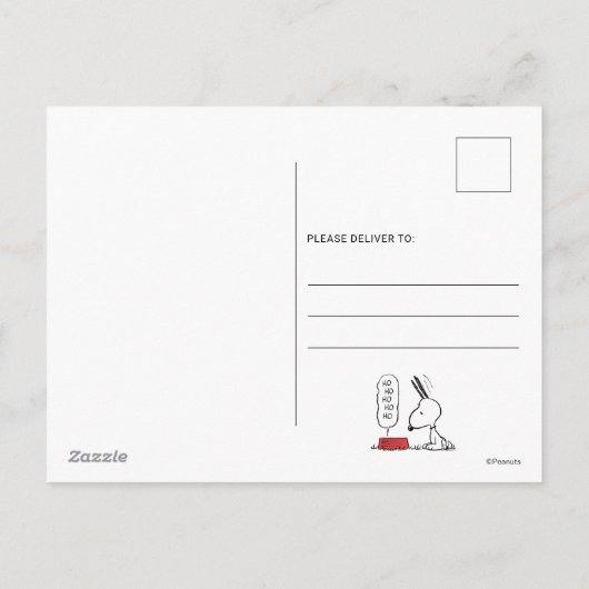 pinda's | Snoopy Ho Ho Eetgerecht Feestdagenkaart (Achterkant)