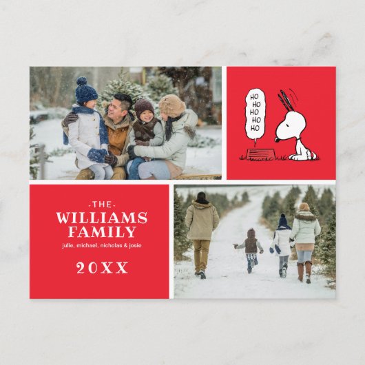 pinda's | Snoopy Ho Ho Eetgerecht Feestdagenkaart (Voorkant)