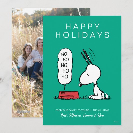 pinda's | Snoopy Ho Ho Eetgerecht Feestdagenkaart (Voorkant / Achterkant)