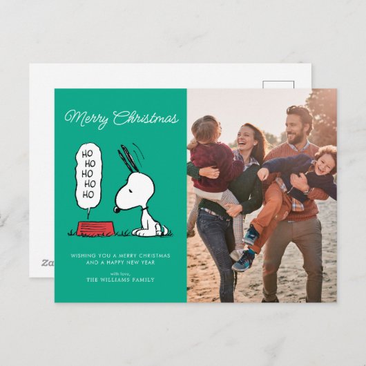 pinda's | Snoopy Ho Ho Eetgerecht Feestdagenkaart (Voorkant / Achterkant)