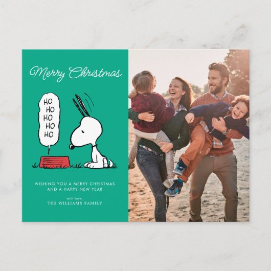 pinda's | Snoopy Ho Ho Eetgerecht Feestdagenkaart (Voorkant)