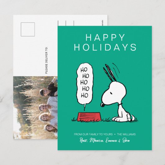 pinda's | Snoopy Ho Ho Eetgerecht Feestdagenkaart (Voorkant / Achterkant)